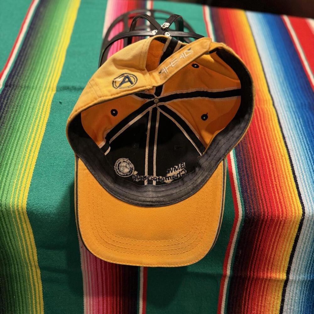 Vintage Rare Ahead BMW Championship Yellow Golf‎ Hat Classic Cut Strap back OSFA - Picture 4 of 5